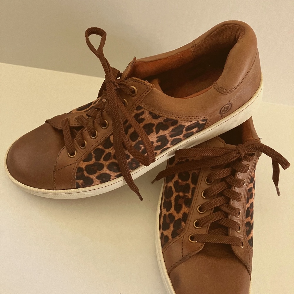 Born Leopard Print Lace-Ups Brown Women's Size 8